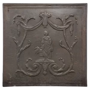 Antieke Gietijzeren Vierkante Haardplaat