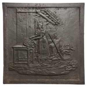 Antique Fireback / Backsplash, Woman with a Basket