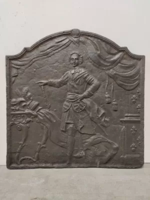 Antieke Gietijzeren Louis XVI Haardplaat