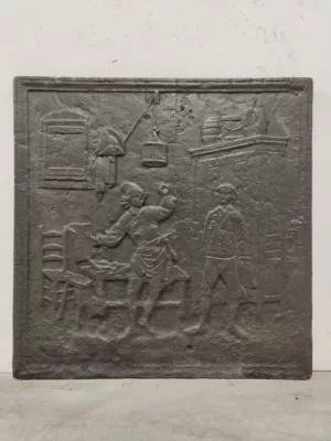 Antieke Gietijzeren Franse Haardplaat