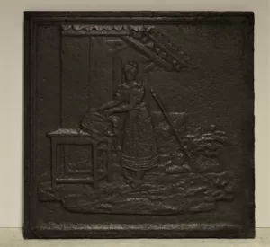 Kleine Vierkante Antieke Haardplaat