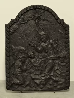 Antieke Bijbelse Gietijzeren Haardplaat