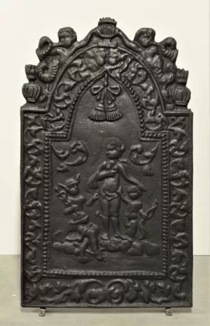 Prachtige Antieke Gietijzeren Haardplaat