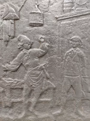 Antieke Gietijzeren Franse Haardplaat