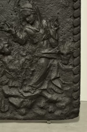 Antieke Bijbelse Gietijzeren Haardplaat