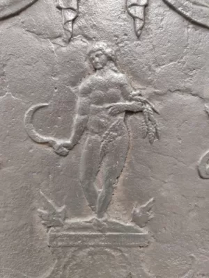 Antieke Franse Gietijzeren Haardplaat