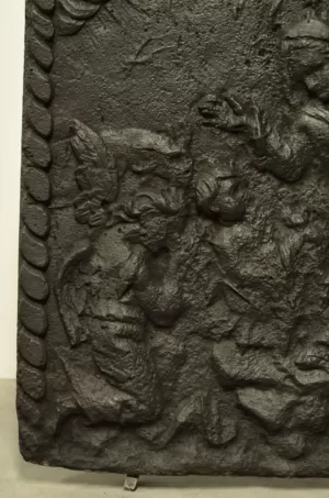 Antieke Bijbelse Gietijzeren Haardplaat