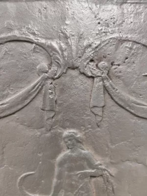 Antieke Franse Gietijzeren Haardplaat