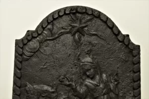 Antieke Bijbelse Gietijzeren Haardplaat