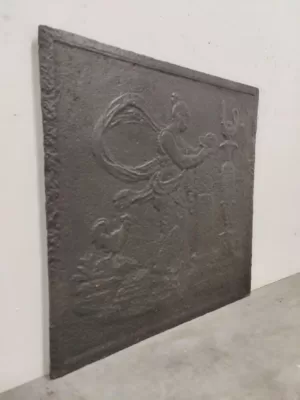 Antieke Haardplaat Met Schrijvende Vrouw