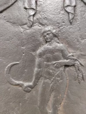 Antieke Franse Gietijzeren Haardplaat