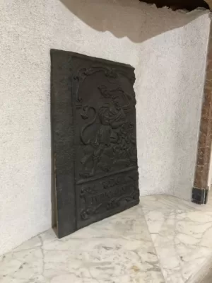 Antieke Decoratieve Gietijzeren Haardplaat