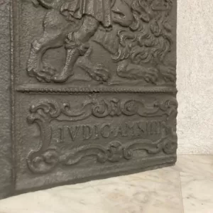 Antieke Decoratieve Gietijzeren Haardplaat