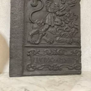 Antieke Decoratieve Gietijzeren Haardplaat