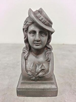 Antique Andirons / Fire Dogs, Woman with Hat