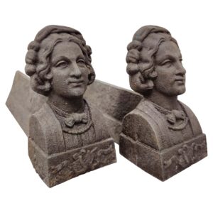 Antique Andirons / Fire Dogs, Man Wearing a Bow