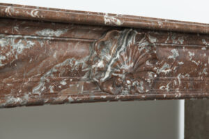 Antieke Rood marmeren Louis XV Schouw