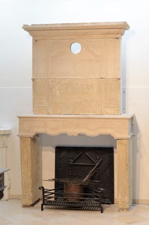 Antieke Kalkstenen Trumeau Schouw