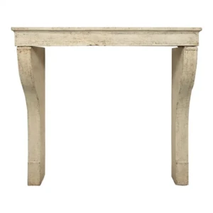 Elegante Antieke Franse Kalkstenen Schouw.