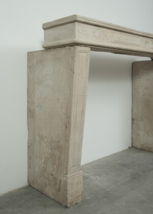 19e-Eeuwse Franse Louis XVI Kalkstenen Schouw